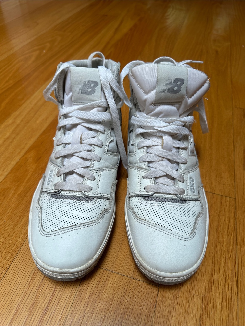 Men’s New Balance 650 White High-Top Sneakers with Gray Accents